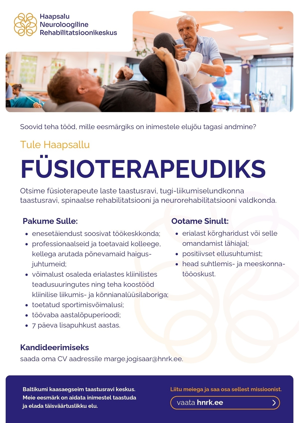 SA Haapsalu Neuroloogiline Rehabilitatsioonikeskus Füsioterapeut