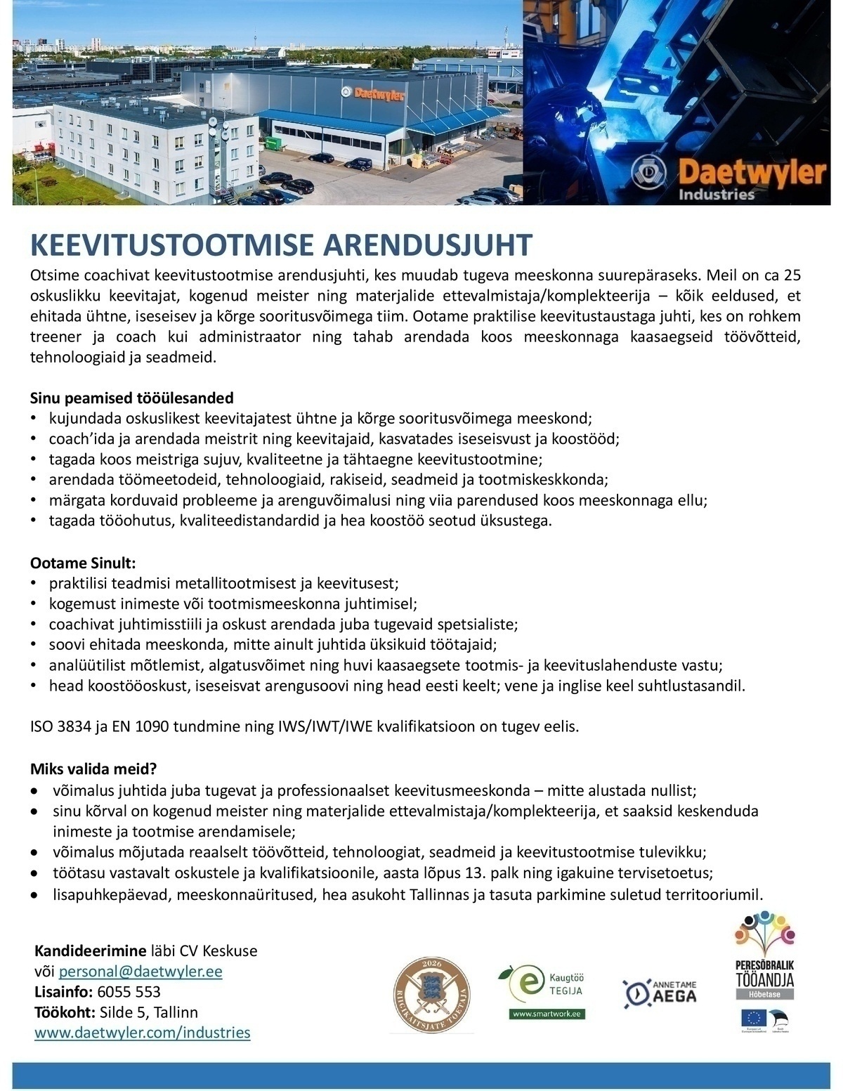 MDC Max Daetwyler Eesti AS Keevitustootmise arendusjuht