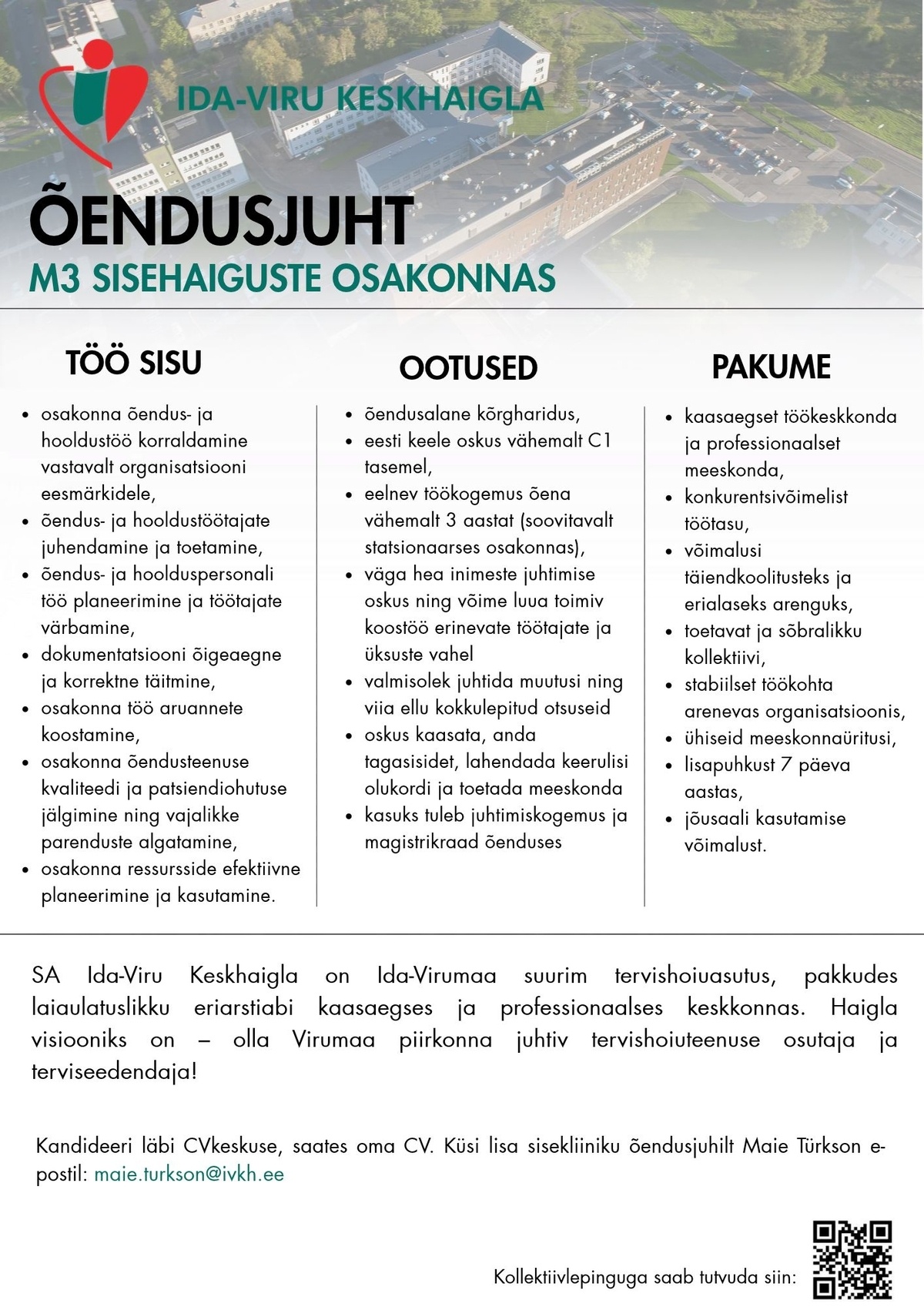Ida-Viru Keskhaigla SA Õendusjuht M3 sisehaiguste osakonda
