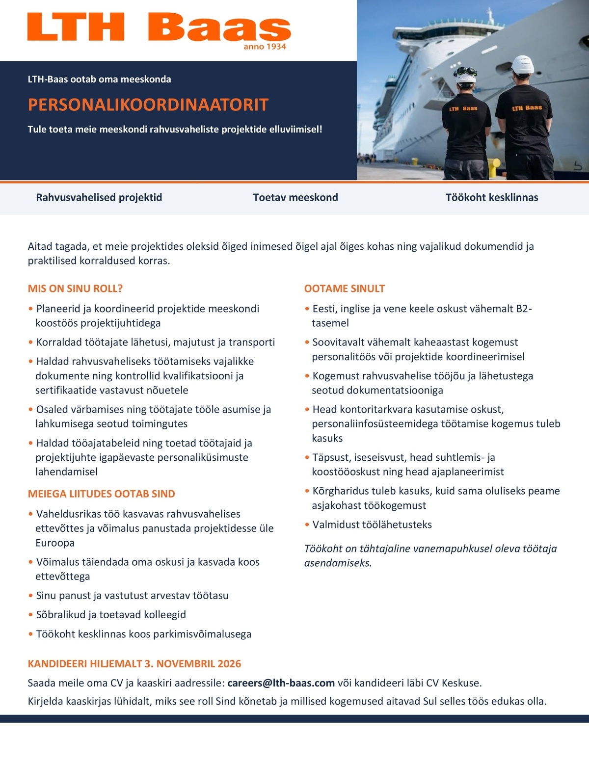 LTH-Baas AS Personalikoordinaator