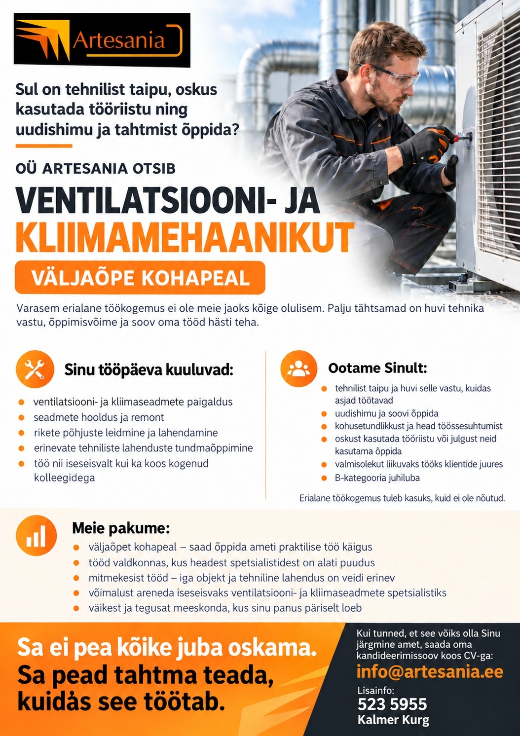 ARTESANIA OÜ Ventilatsiooni- ja kliimamehaanik