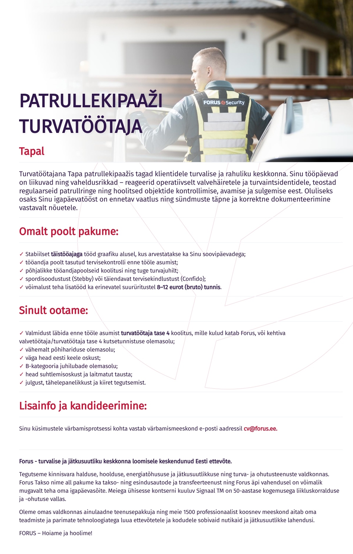 Forus Security AS Patrullekipaaži turvatöötaja Tapal