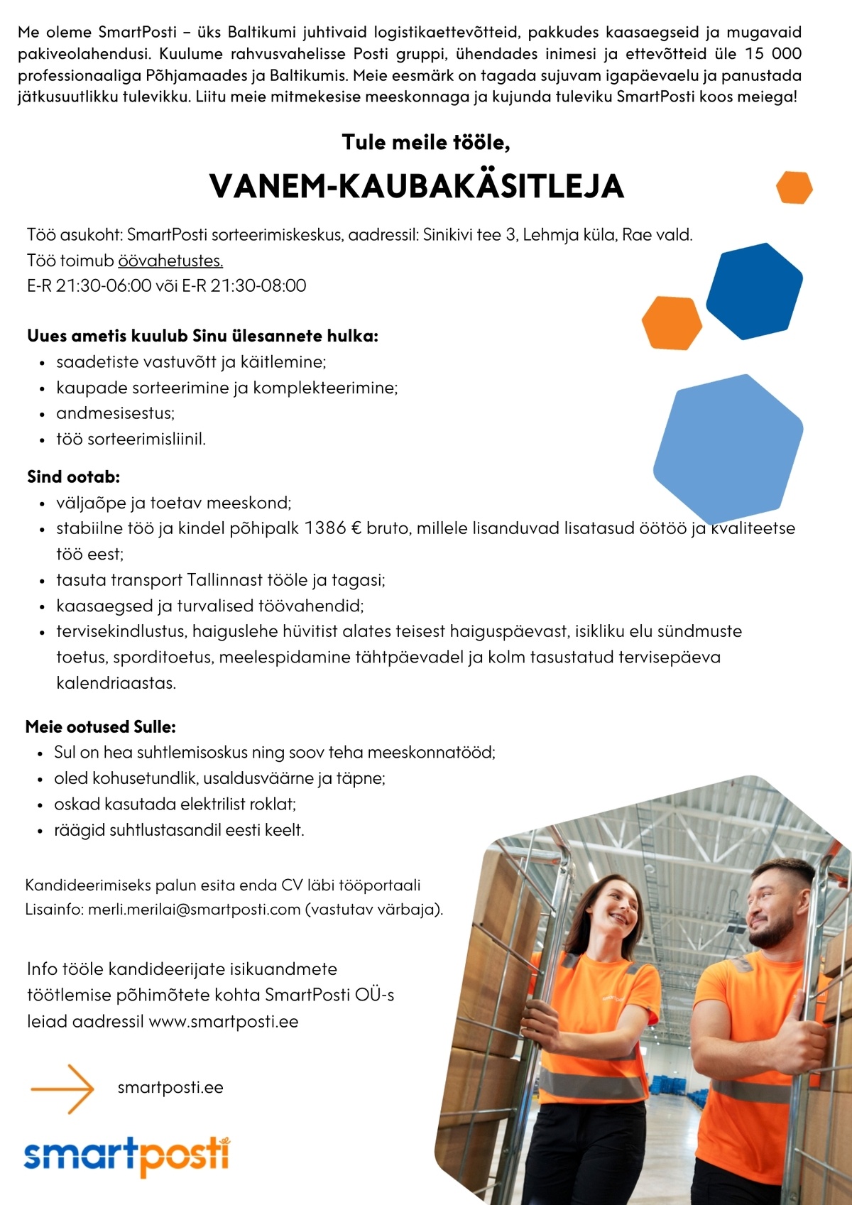 SmartPosti OÜ Vanem-kaubakäsitleja