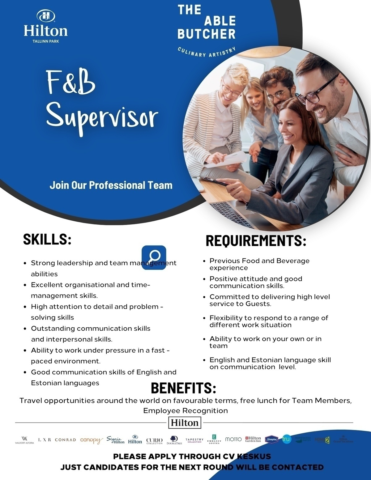 Hilton Tallinn Park Food & Beverage Supervisor