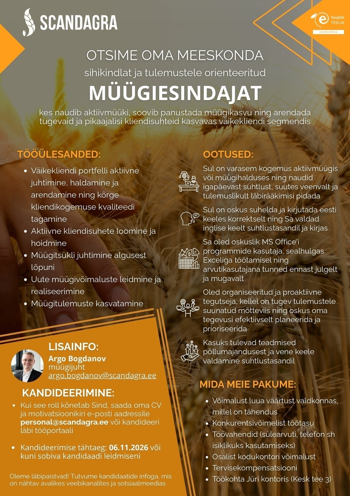 SCANDAGRA EESTI AS Müügiesindaja