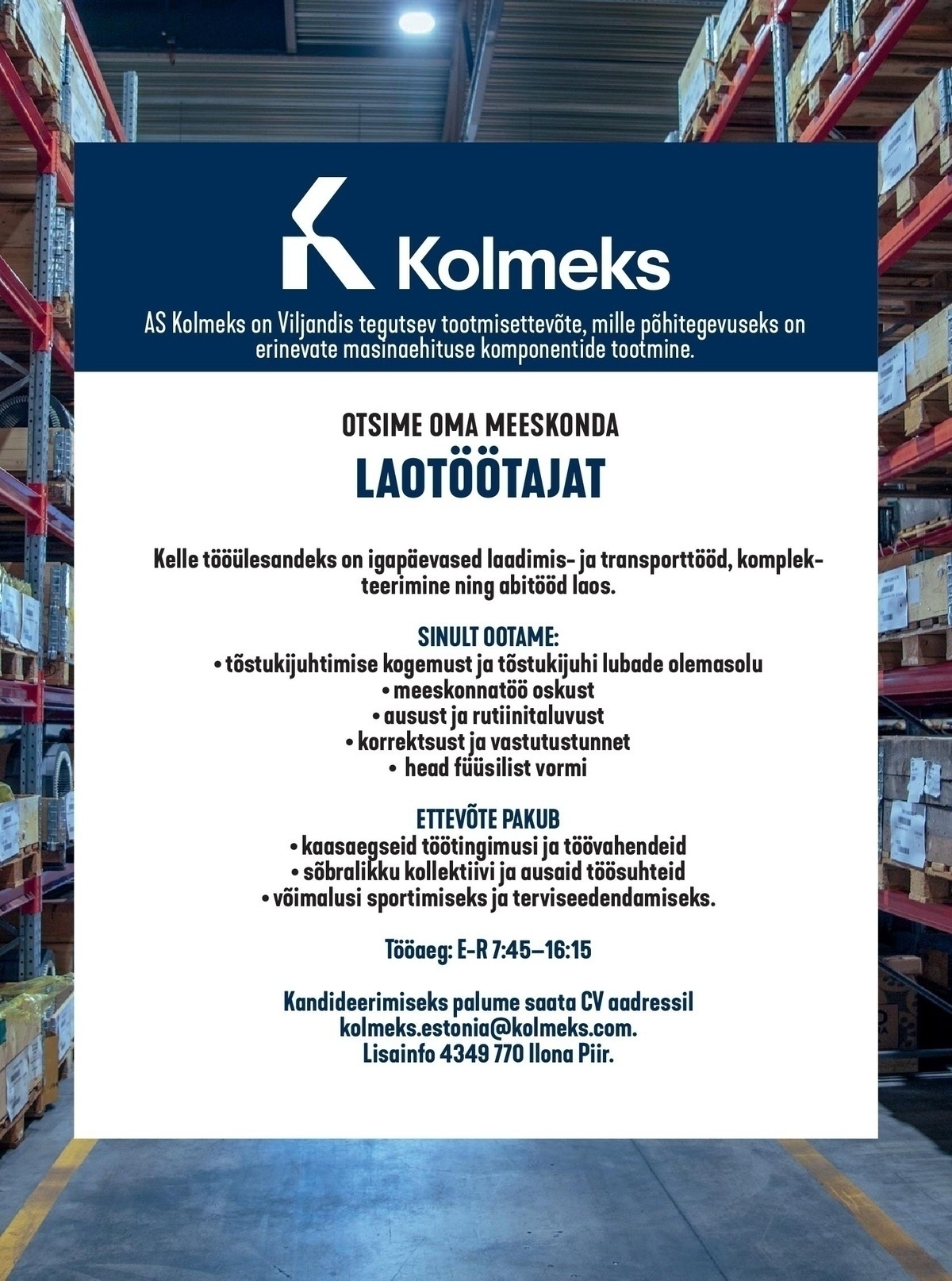 Kolmeks AS Laotöötaja