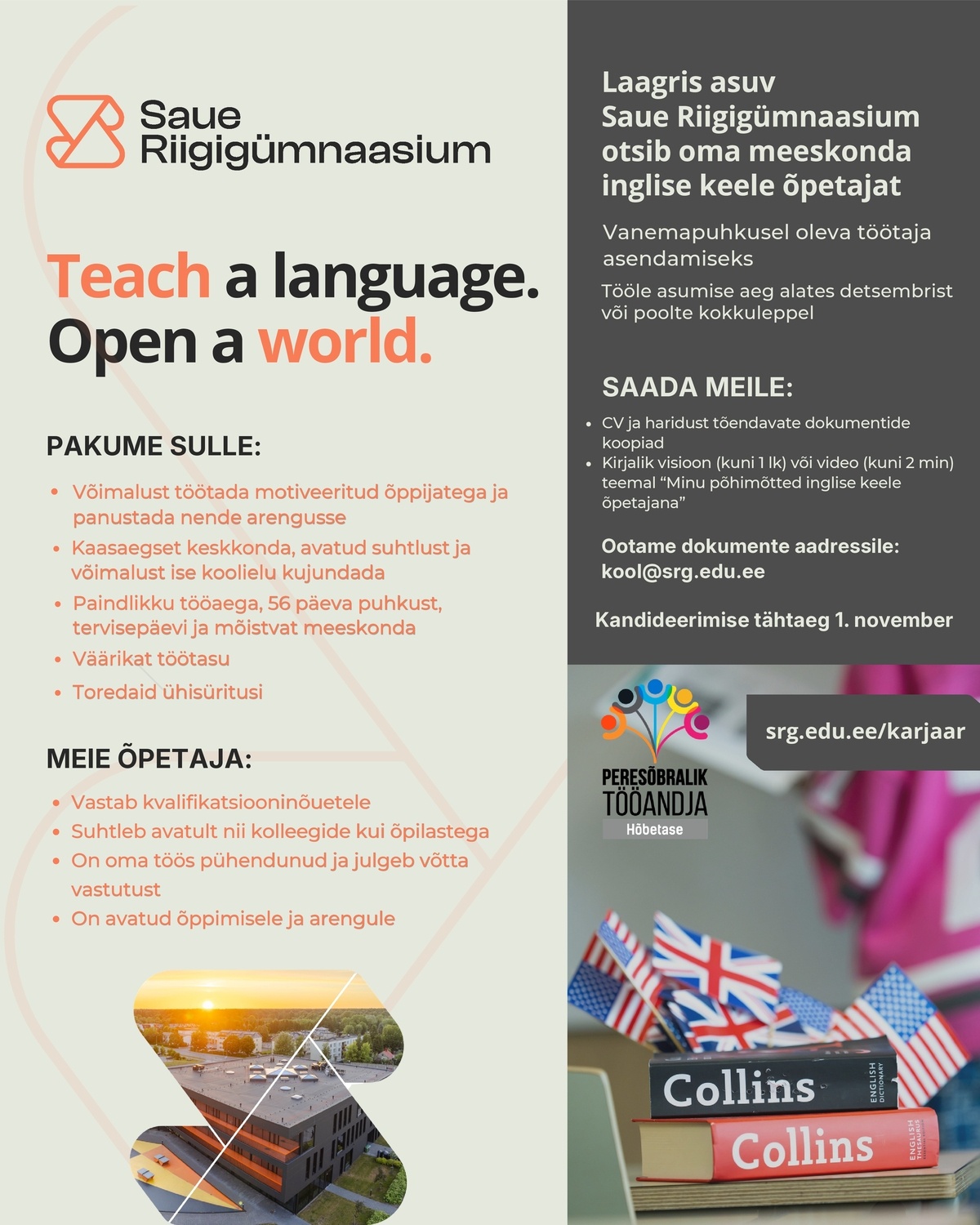 Saue Riigigümnaasium Inglise keele õpetaja