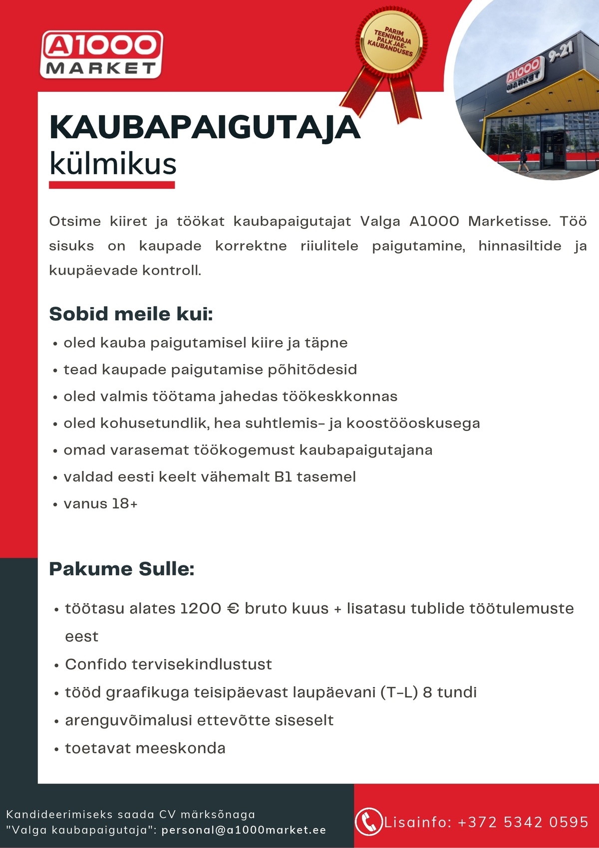 A1M OÜ - A1000Market Kaubapaigutaja külmikus