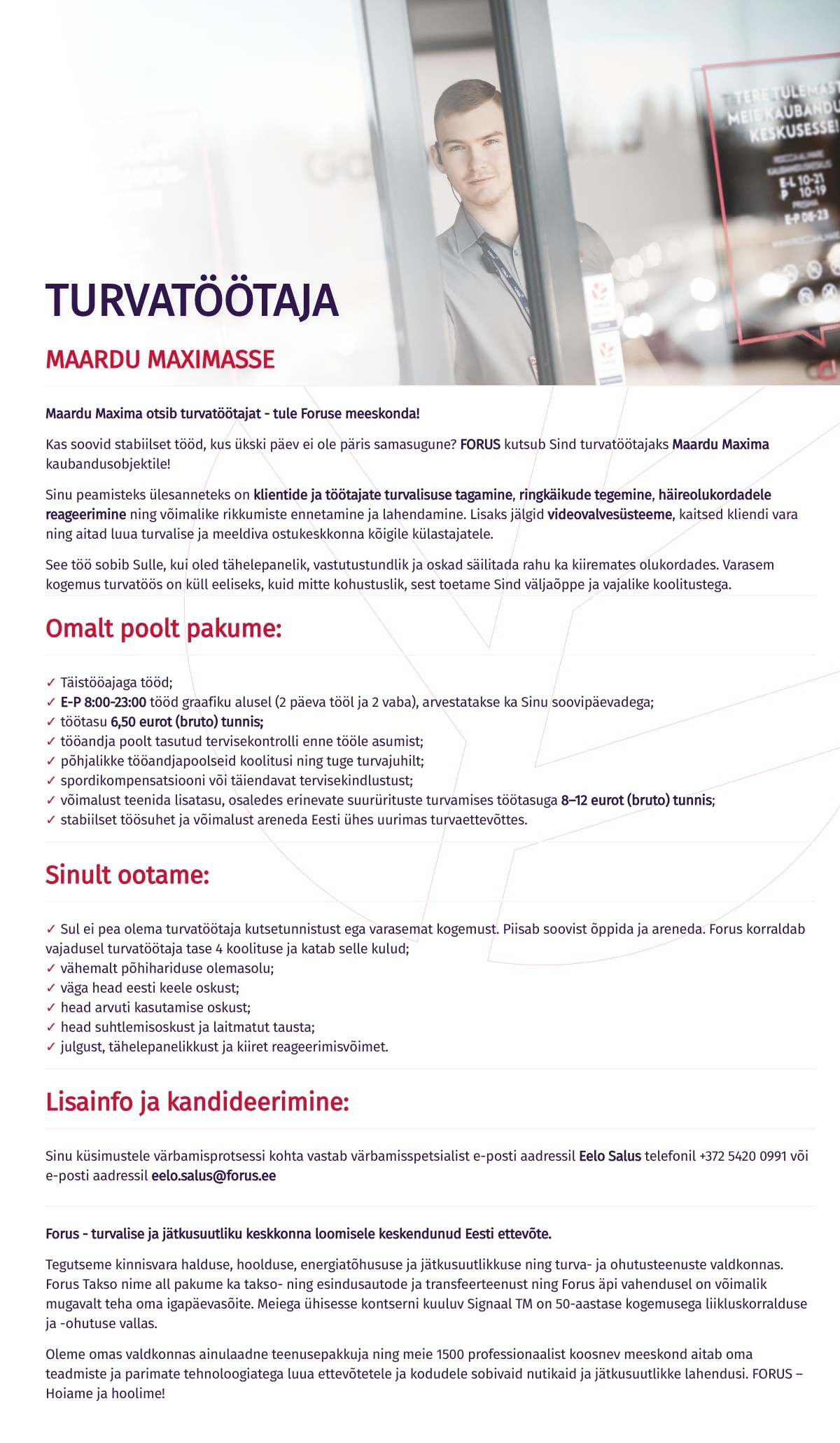 Forus Security AS Turvatöötaja Maardu Maximasse