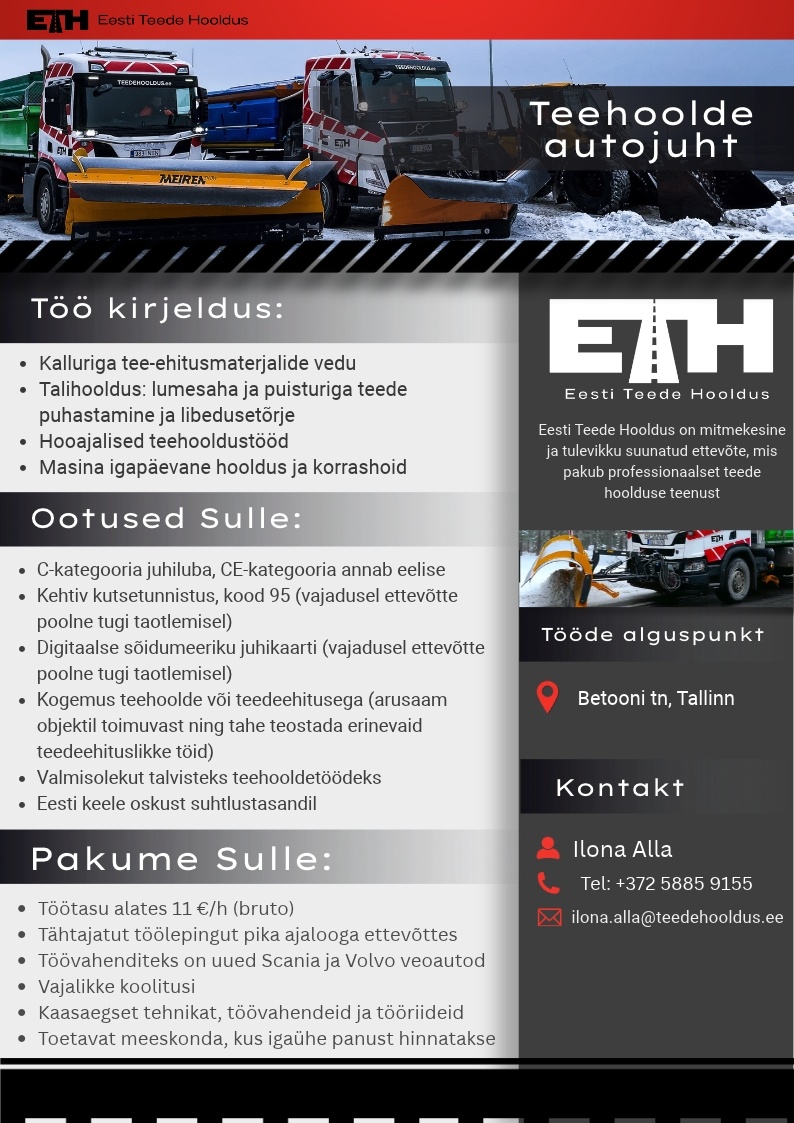 Eesti Teede Hooldus OÜ Teehoolde autojuht