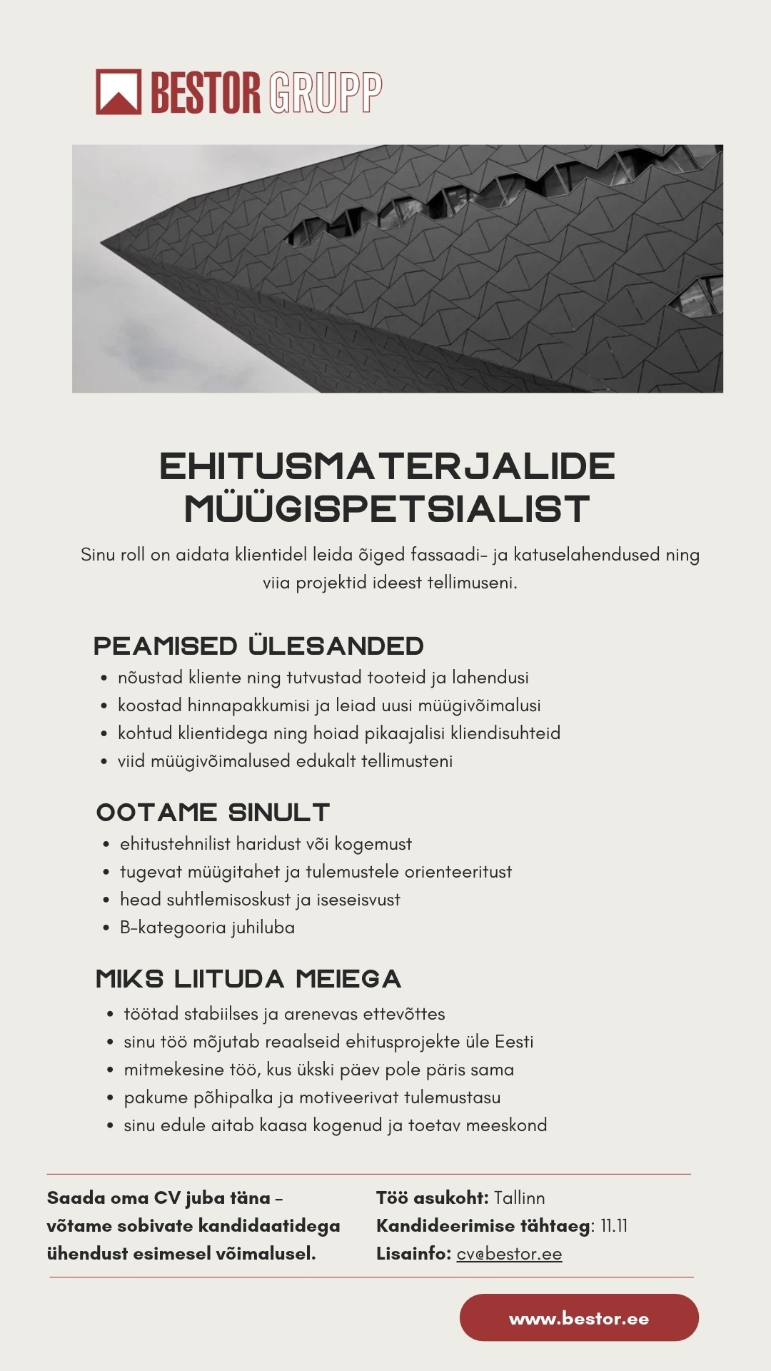 BESTOR GRUPP AS Ehitusmaterjalide müügispetsialist