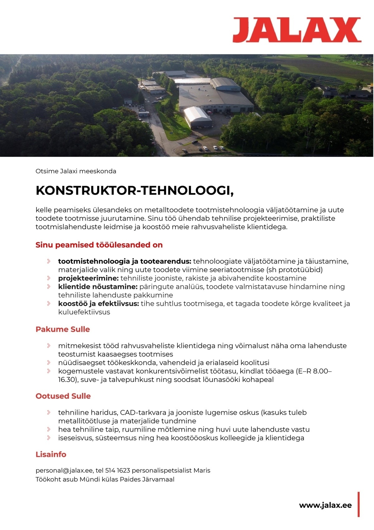 Jalax AS Konstruktor-tehnoloog
