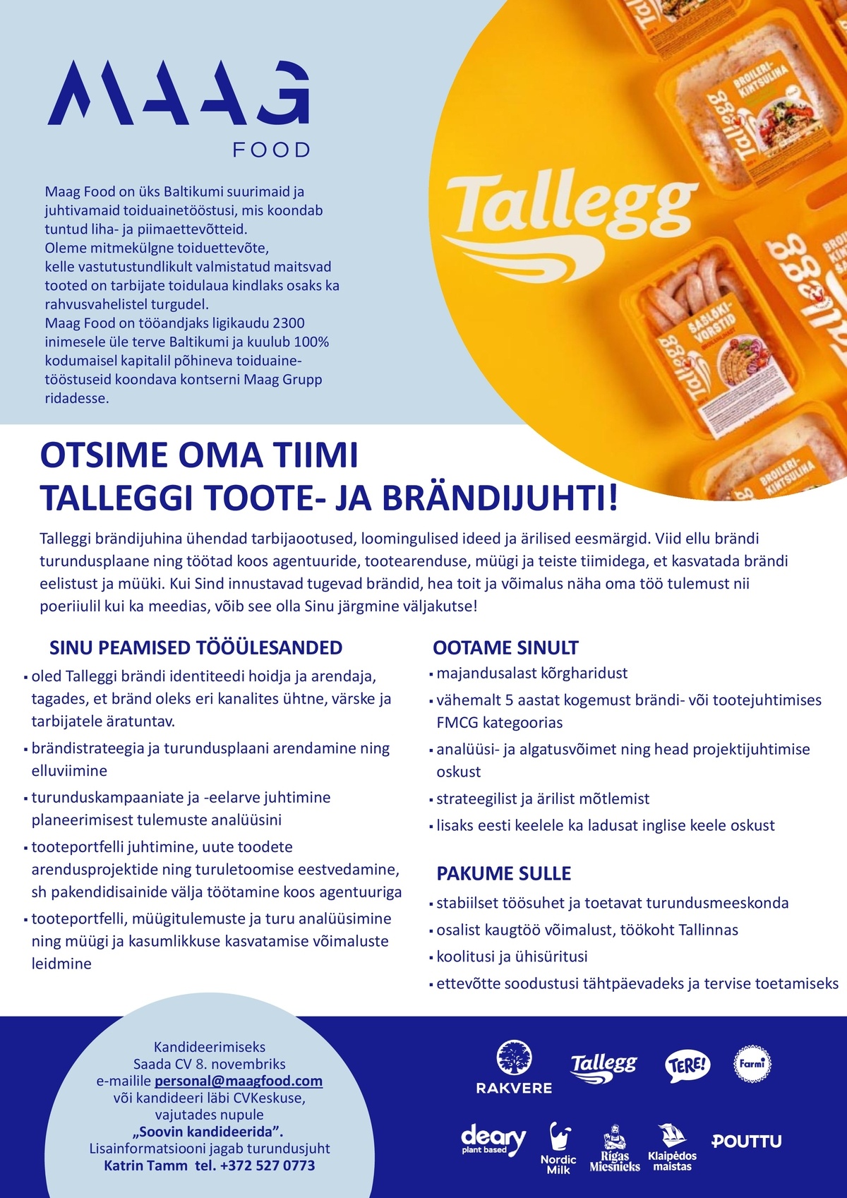 Maag Eesti AS Toote- ja brändijuht