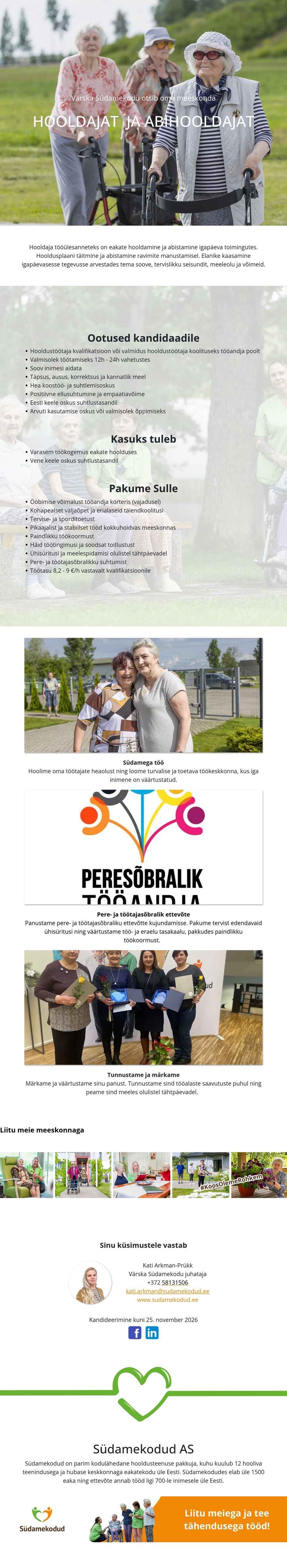 Värska Südamekodu Abihooldaja/hooldaja