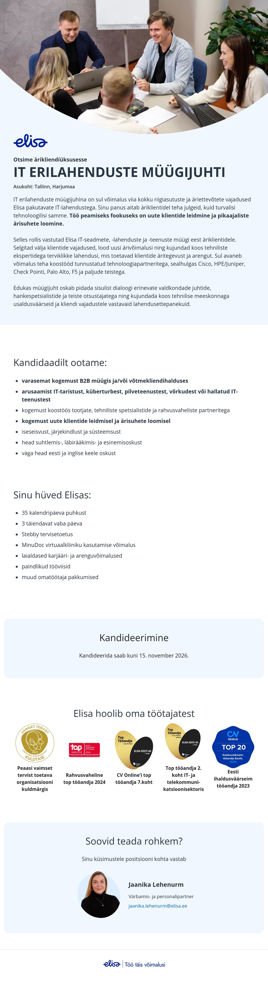 Elisa Eesti AS IT erilahenduste müügijuht