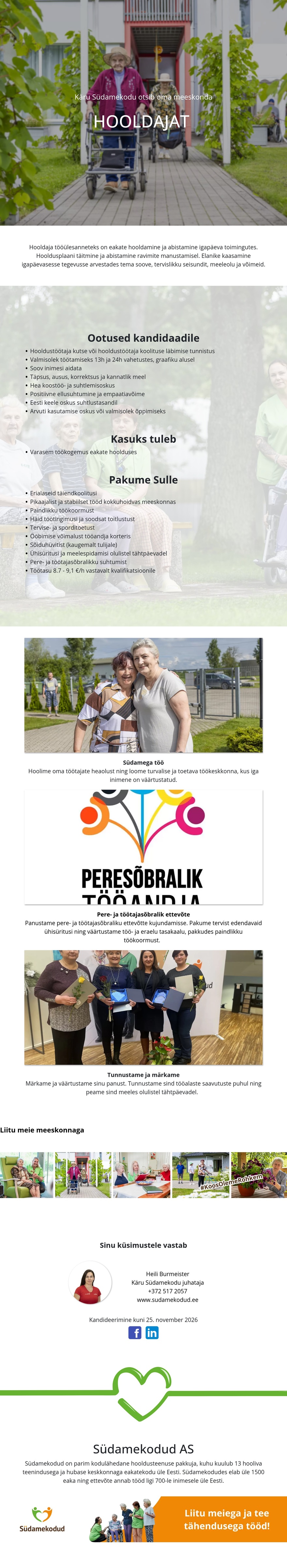 Käru Südamekodu Hooldaja Käru Südamekodusse
