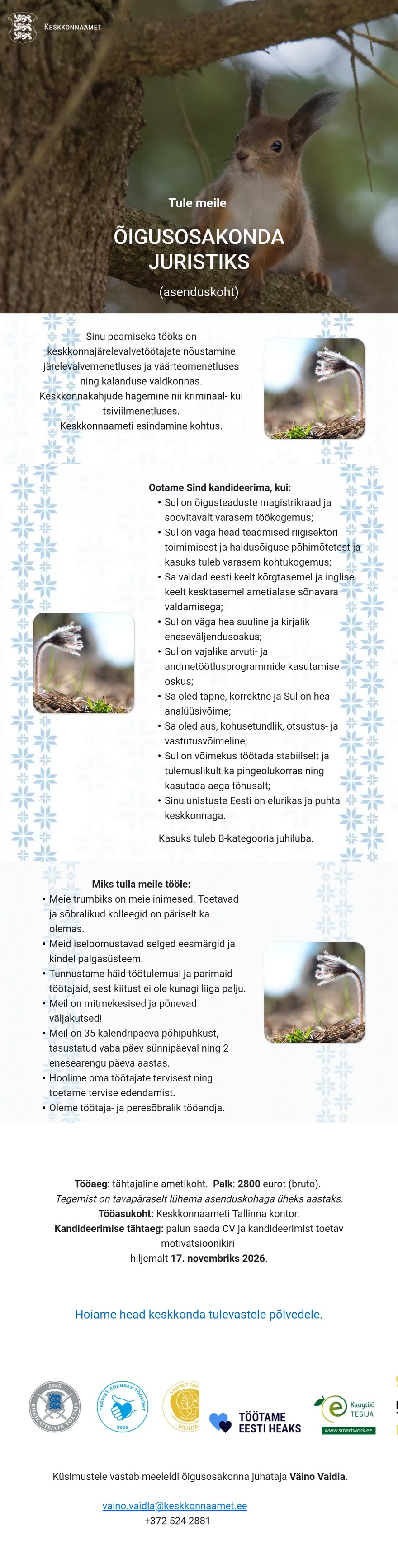 Keskkonnaamet Jurist (asenduskoht)