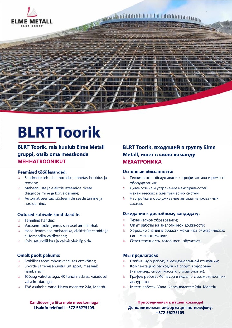 BLRT Toorik Mehhatroonik / Мехатроник