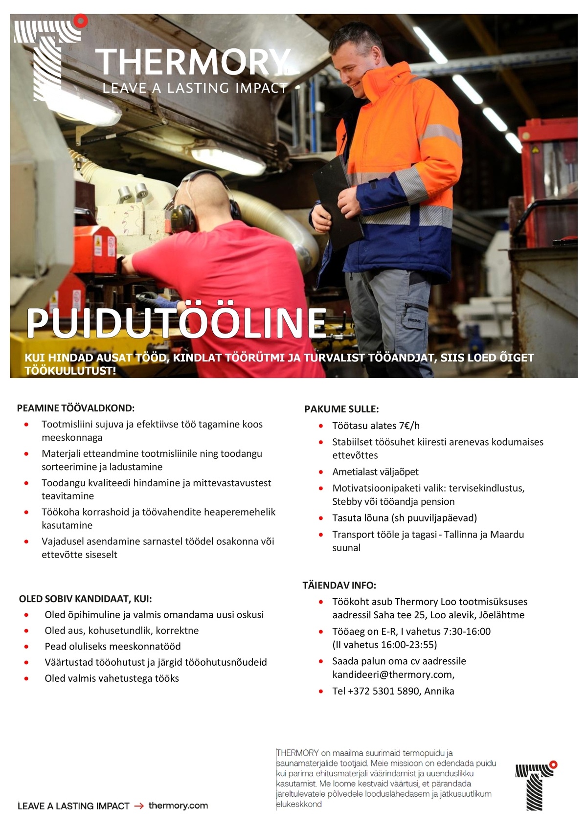 Thermory AS Puidutööline