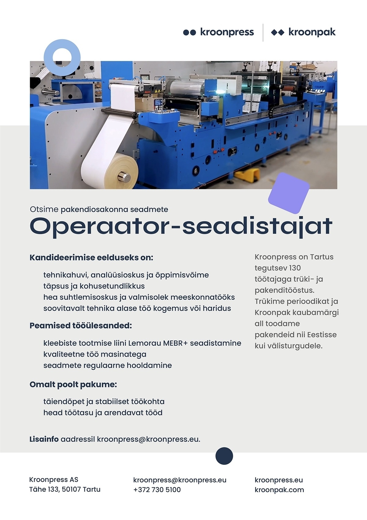 Kroonpress AS Operaator-seadistaja