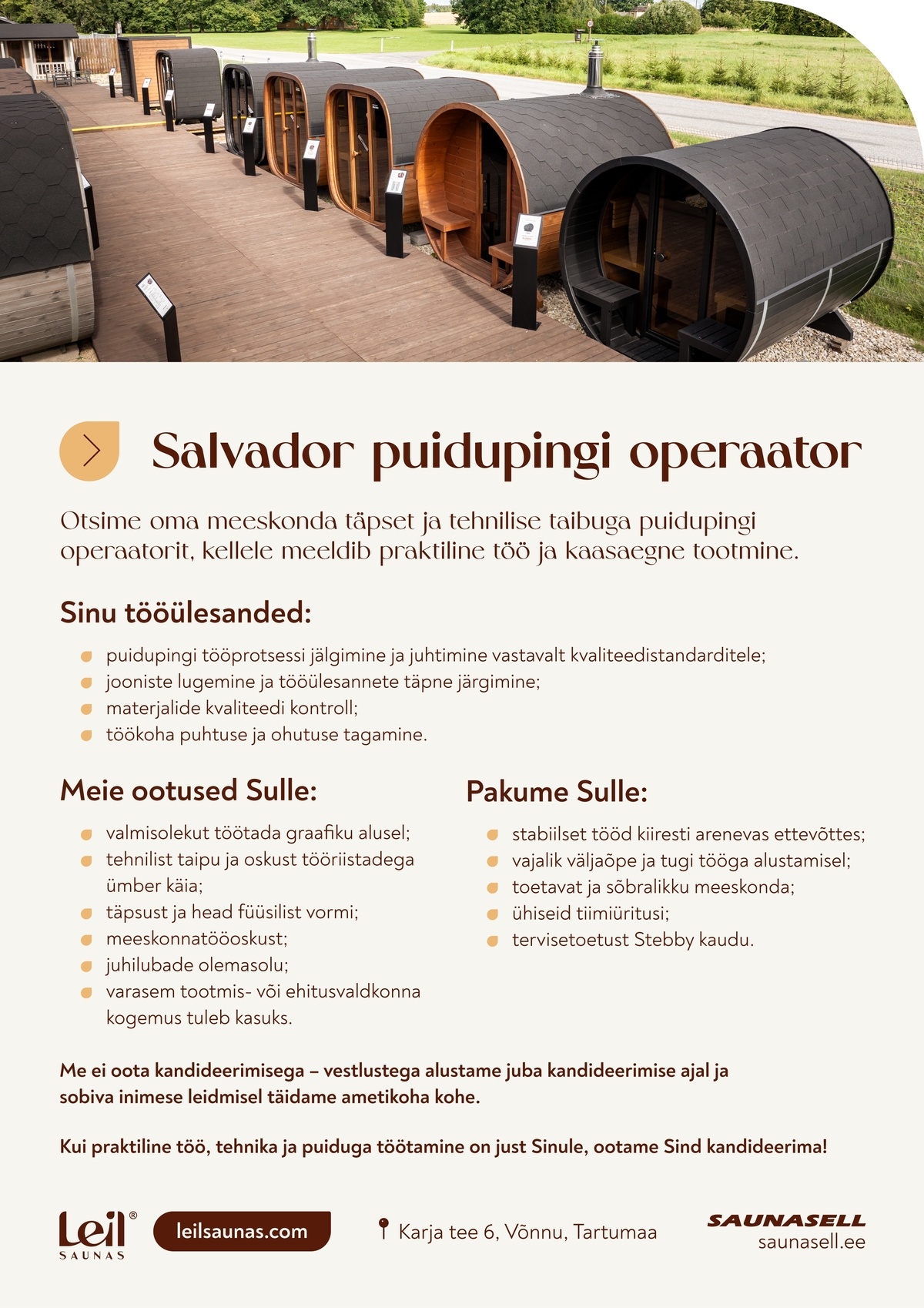SAUNASELL OÜ Salvador SUPERPUSH 250 puidupingi operaator