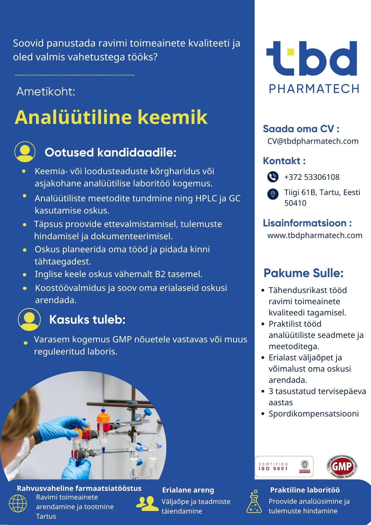 TBD Pharmatech OÜ Analüütiline keemik