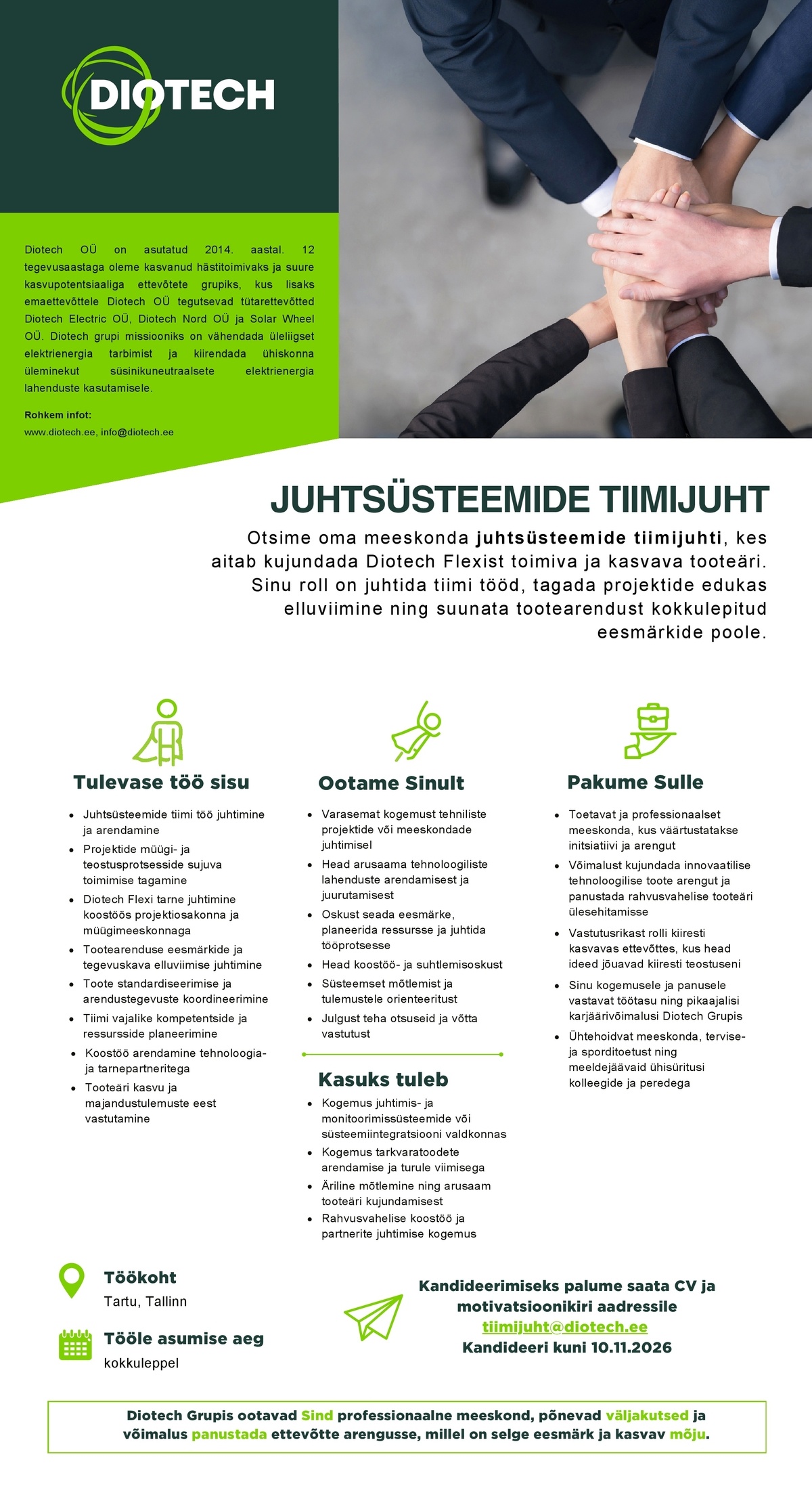 Diotech OÜ Juhtsüsteemide tiimijuht