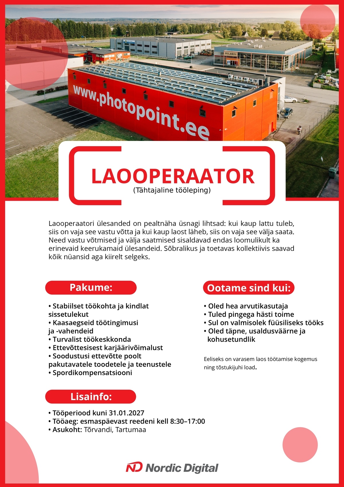 Nordic Digital AS Laooperaator (tähtajaline tööleping)