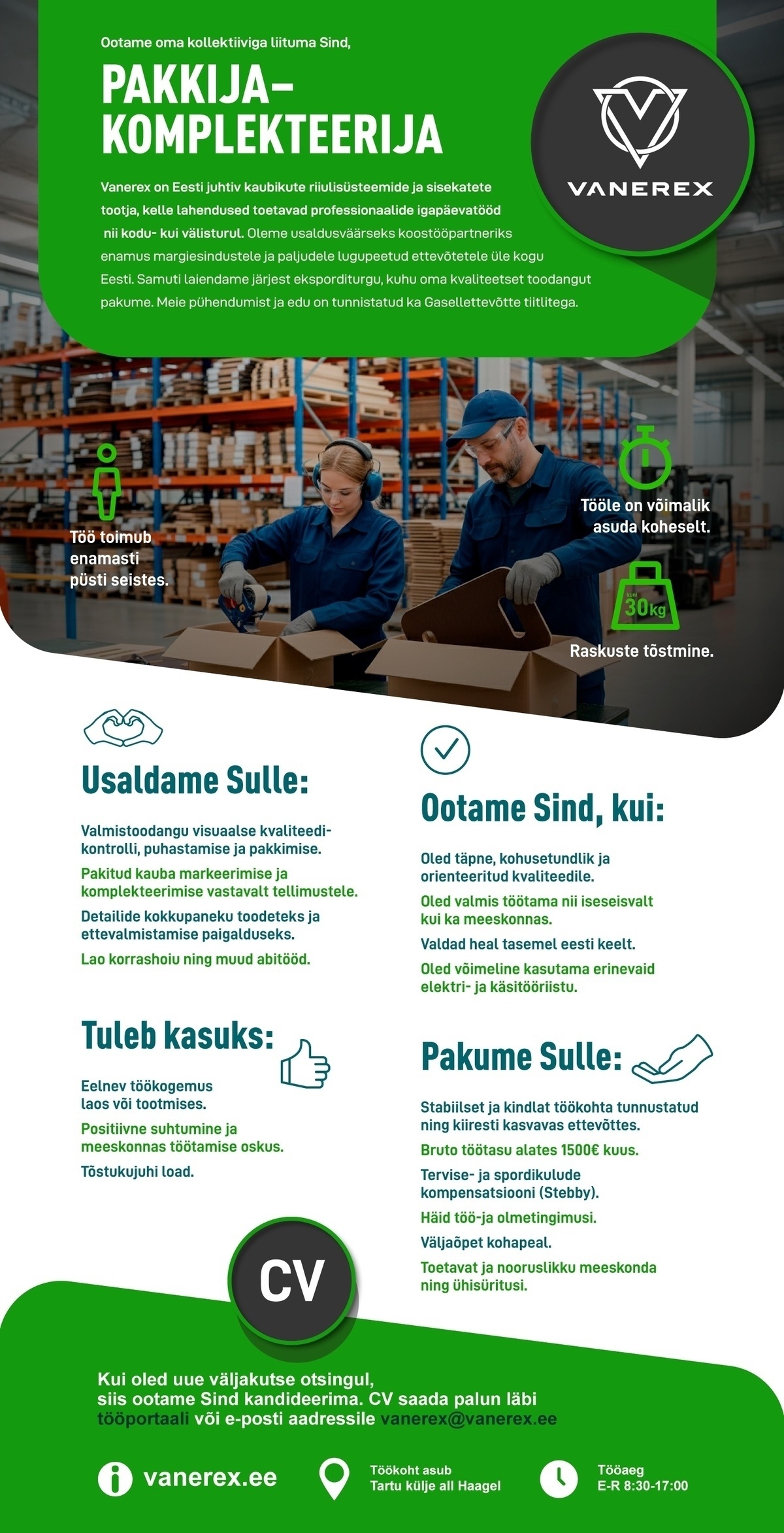 VANEREX OÜ Pakkija-komplekteerija