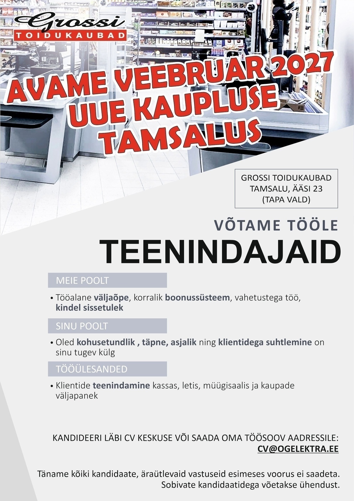 OG Elektra AS Teenindajad (UUS kauplus Tamsalus)