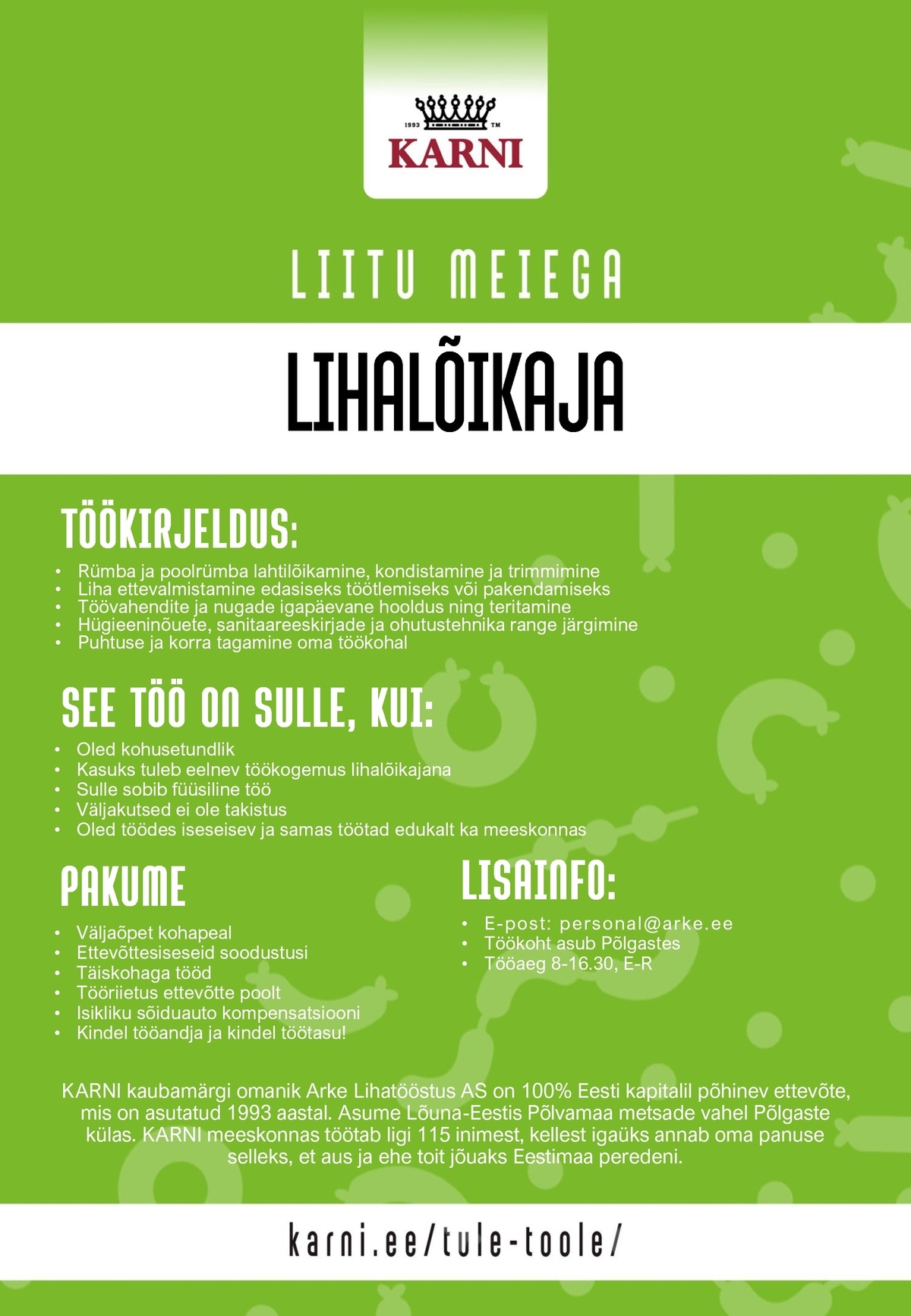 Arke Lihatööstus AS Lihalõikaja
