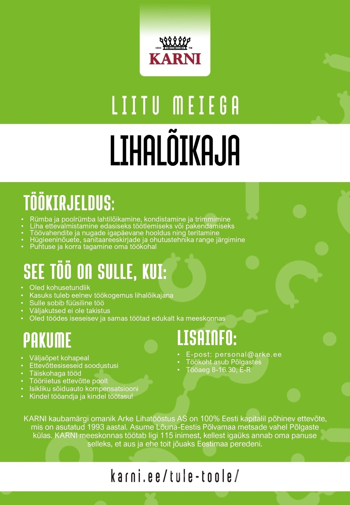 Arke Lihatööstus AS Lihalõikaja