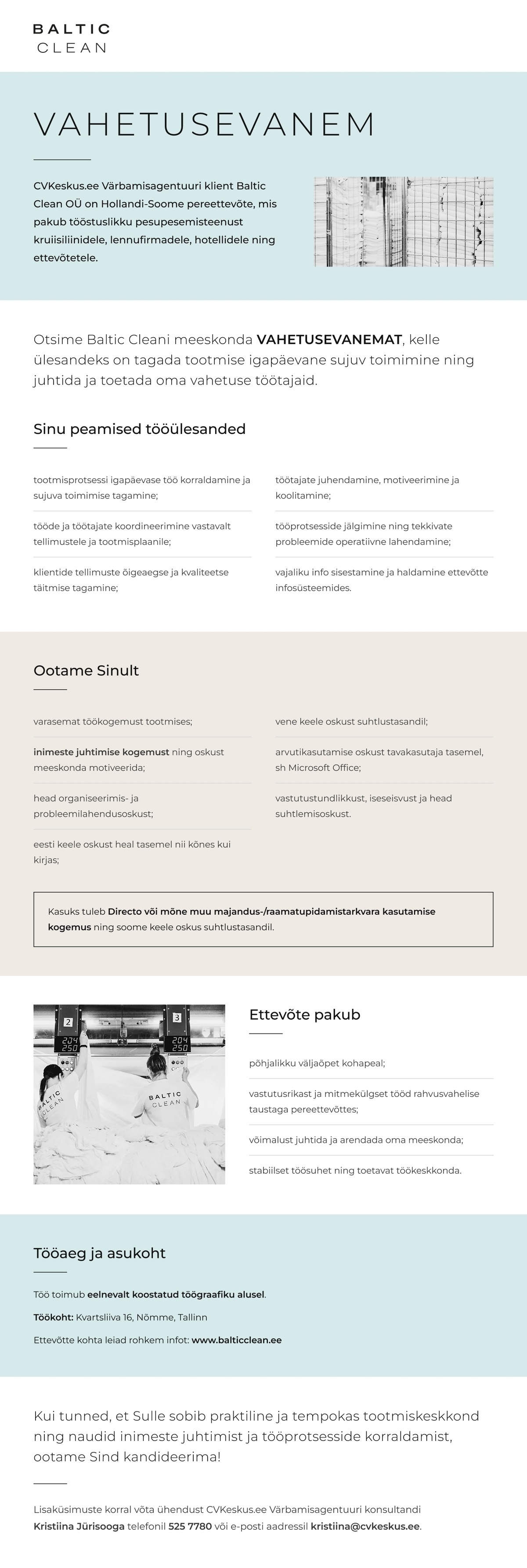 Baltic Clean OÜ VAHETUSEVANEM (Pesumaja)