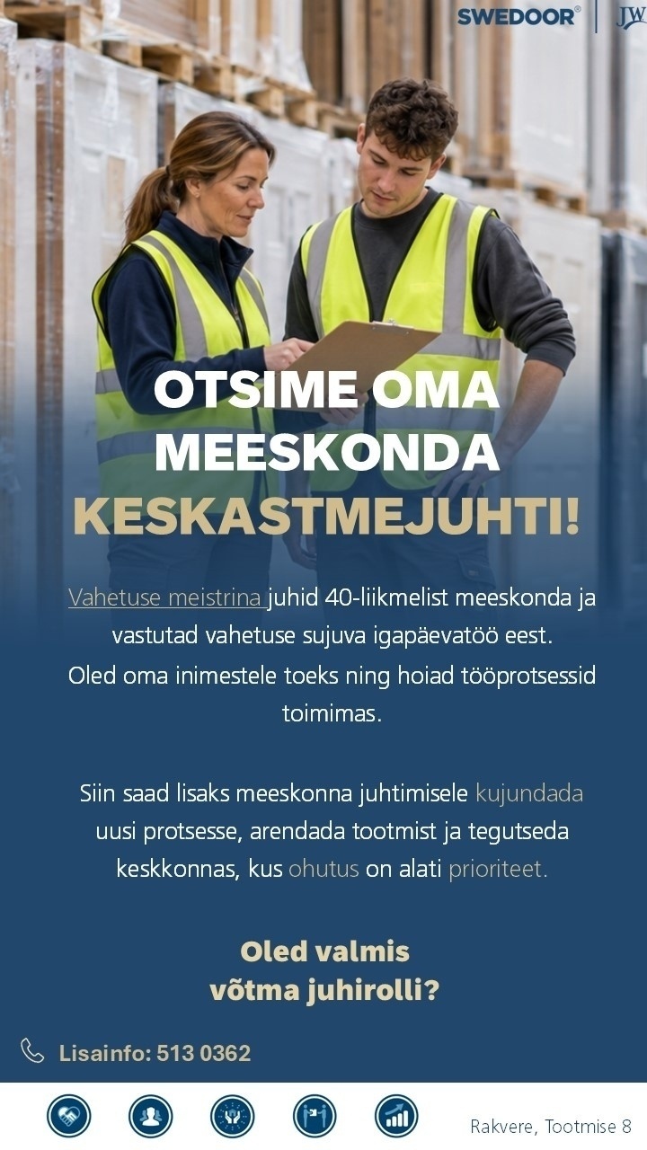 JELD-WEN Eesti AS VAHETUSE MEISTER (Rakvere tehas)