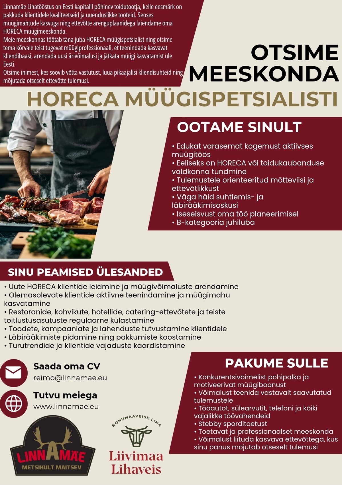LINNAMÄE LIHATÖÖSTUS AS Horeca müügispetsialist