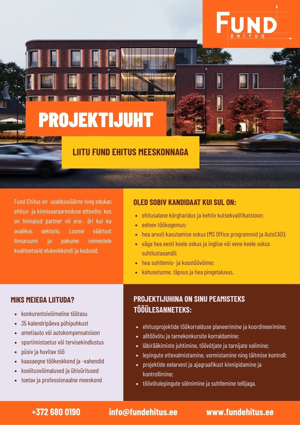 FUND EHITUS OÜ EHITUSE PROJEKTIJUHT