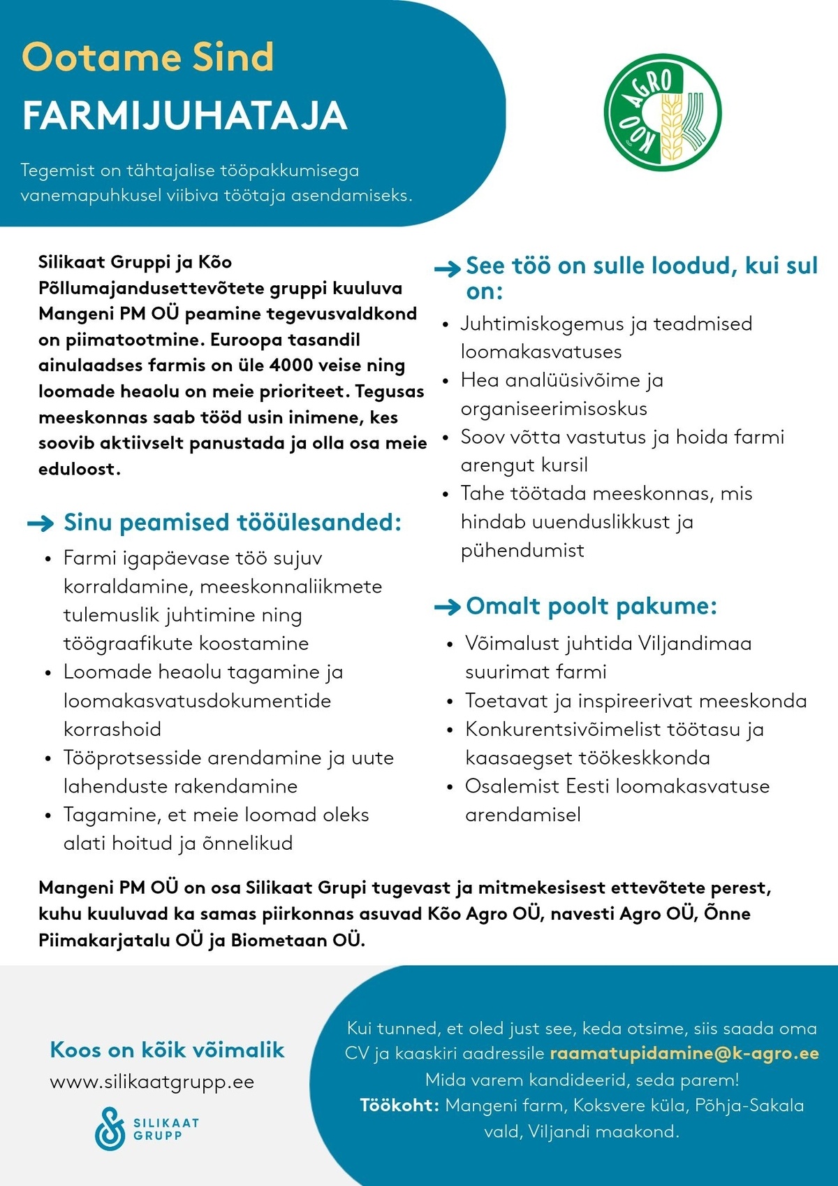 Silikaat Grupp AS Farmijuhataja