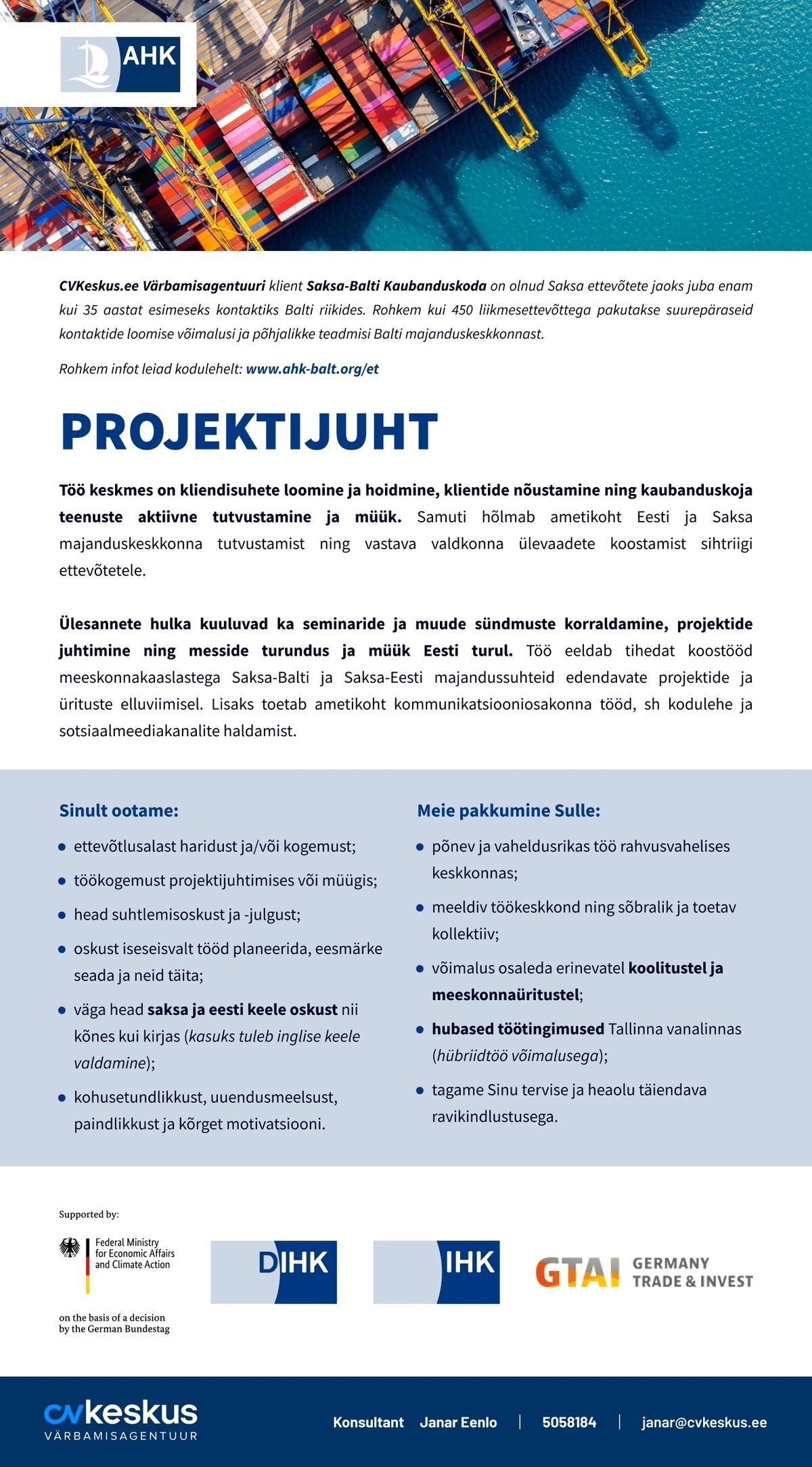 Saksa-Balti Kaubanduskoda PROJEKTIJUHT (saksa keele oskusega)