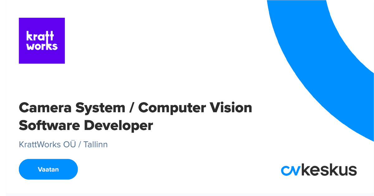 CV Keskus job ad Camera System / Computer Vision Software Developer ...