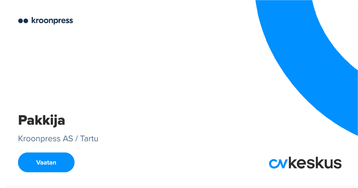 CV Keskus tööpakkumine Kroonpress AS Pakkija, 2026-04-06